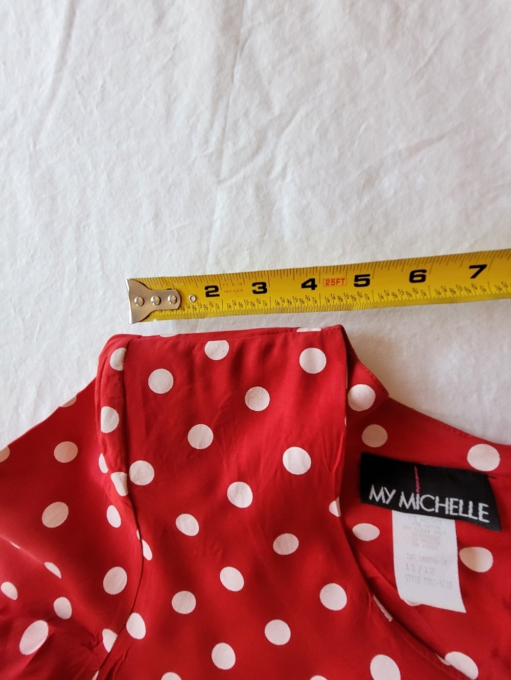 VTG My Michelle Red & White Polka Dot Mini Dress Size 11/12 - Picture 6 of 11